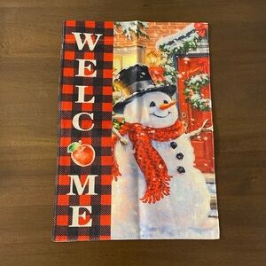 Christmas Holiday Snowman Front Door Wreath Garden Flag 12.25” x 17.75”